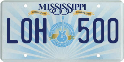 MS license plate LOH500