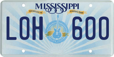 MS license plate LOH600