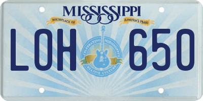 MS license plate LOH650