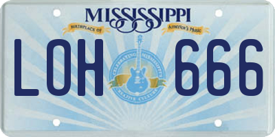 MS license plate LOH666