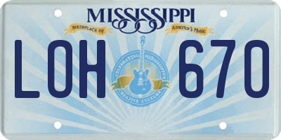 MS license plate LOH670
