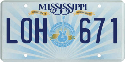 MS license plate LOH671