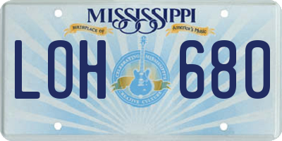 MS license plate LOH680
