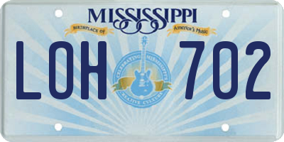 MS license plate LOH702