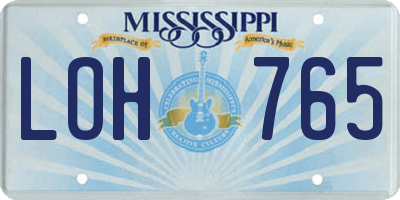 MS license plate LOH765