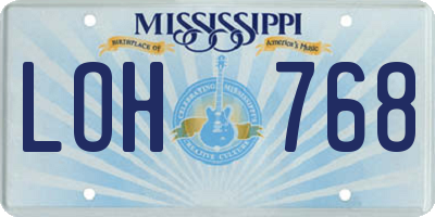 MS license plate LOH768