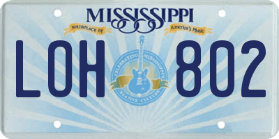 MS license plate LOH802