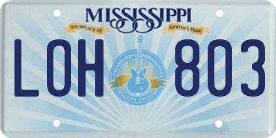 MS license plate LOH803