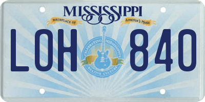 MS license plate LOH840