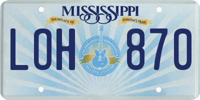 MS license plate LOH870