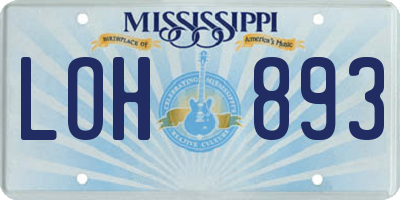 MS license plate LOH893