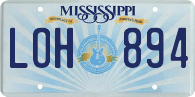 MS license plate LOH894
