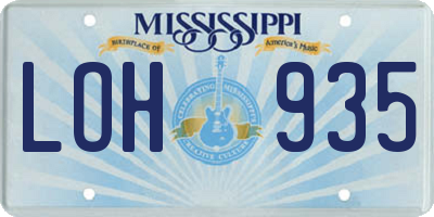 MS license plate LOH935
