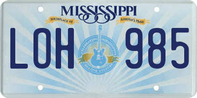 MS license plate LOH985