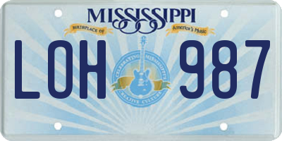 MS license plate LOH987