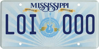 MS license plate LOI000