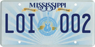 MS license plate LOI002
