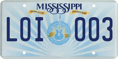MS license plate LOI003