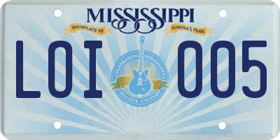 MS license plate LOI005