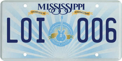 MS license plate LOI006