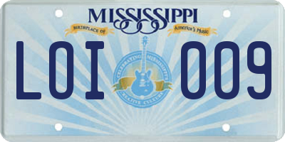 MS license plate LOI009