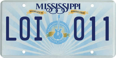 MS license plate LOI011