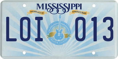 MS license plate LOI013