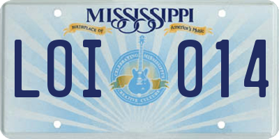 MS license plate LOI014