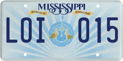 MS license plate LOI015