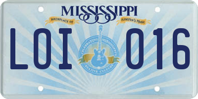 MS license plate LOI016