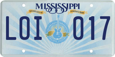 MS license plate LOI017