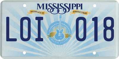 MS license plate LOI018