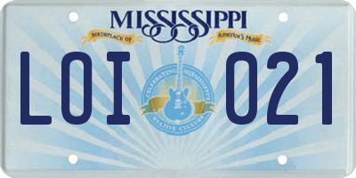 MS license plate LOI021