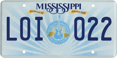 MS license plate LOI022