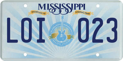 MS license plate LOI023