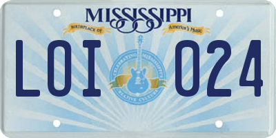 MS license plate LOI024