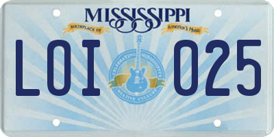 MS license plate LOI025