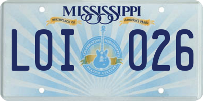 MS license plate LOI026