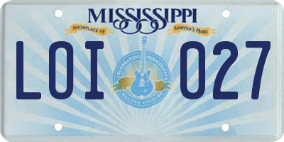 MS license plate LOI027