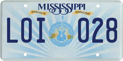 MS license plate LOI028