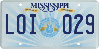 MS license plate LOI029