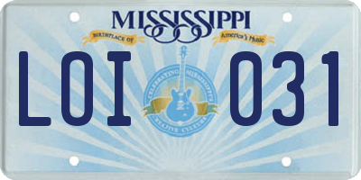 MS license plate LOI031