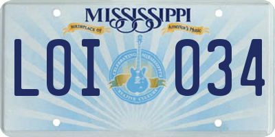 MS license plate LOI034