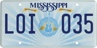 MS license plate LOI035