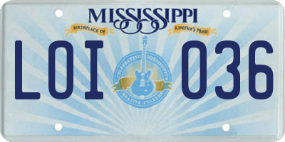 MS license plate LOI036