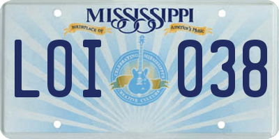 MS license plate LOI038