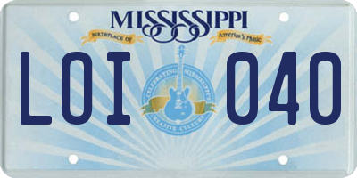 MS license plate LOI040
