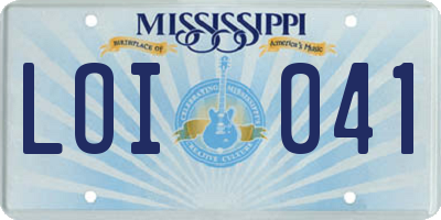 MS license plate LOI041