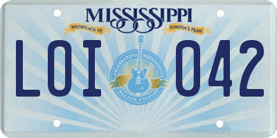MS license plate LOI042