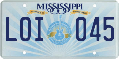 MS license plate LOI045